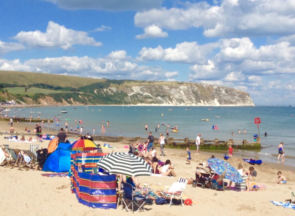 visitors to swanage beach